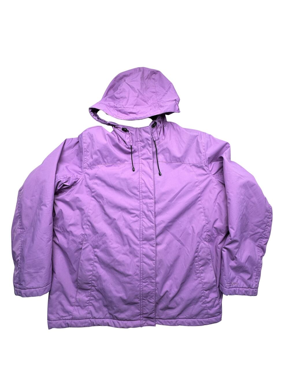 LL Bean Winter Warmer Jacket Fleece Lined Coat Hooded 271138 Womens 2X Purple